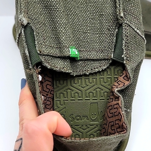 Sanuk | Sidewalk Surfer olive green slip-on sneakers | MENS 9 NWOT - Picture 4 of 9